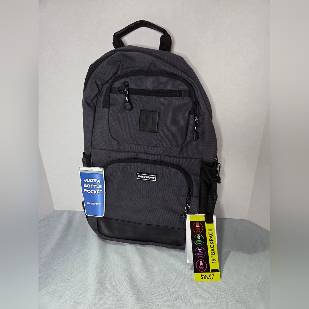 Eastsport Black Backpack With Water Bottle Pocket